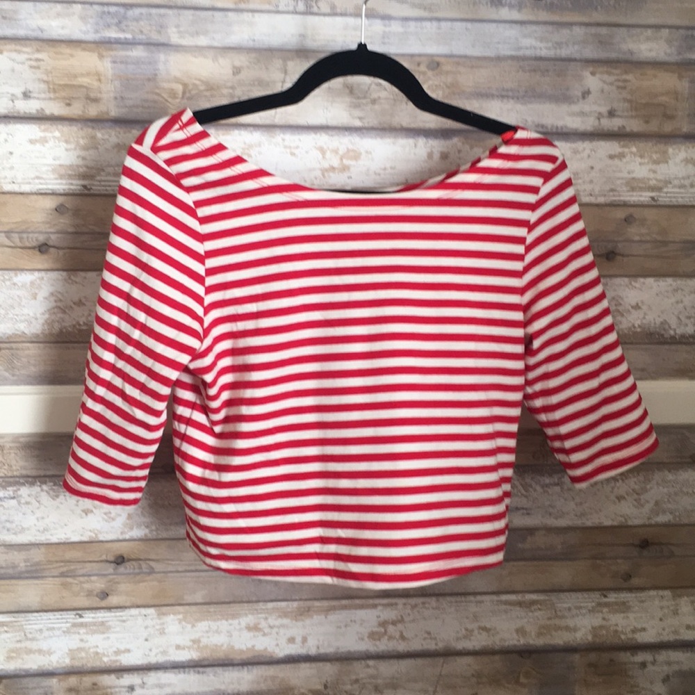 LUCCA Couture Medium red striped crop top